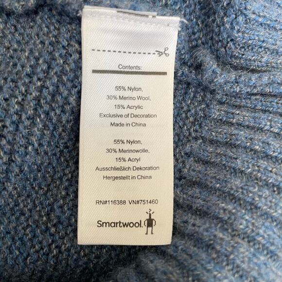 SmartWool Men’s 1/4 Zip Sweater Textured Mock Neck Pullover Blue Med - Picture 7 of 9